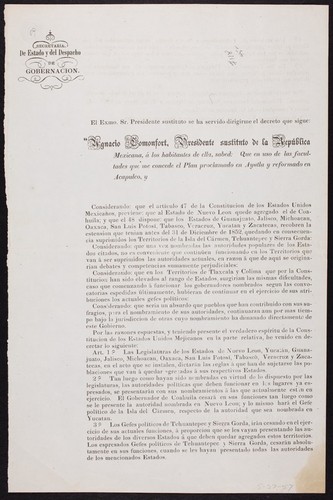 Considerando: que el articulo 47 de la Constitucion de los Estados Unidos Mexicanos, previene: que al Estado de Nuevo Leon quede agregado el de Coahuila