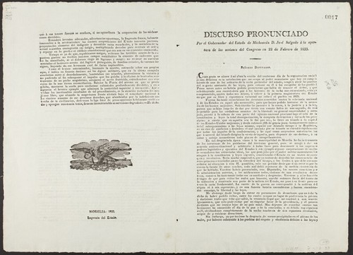 Discurso pronunciado por el Gobernador del Estado de Michoacán D. José Salgado à la apertura de las sesiones del Congreso en 22 de Febrero de 1833