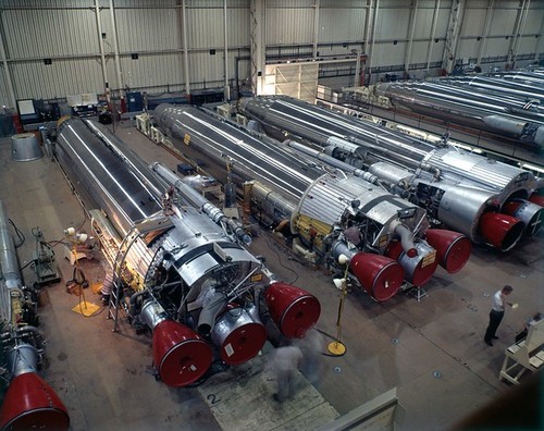 Atlas 109D, Assembly Line (Project Mercury)-------11-16-61; caption: Mercury Missile 109D