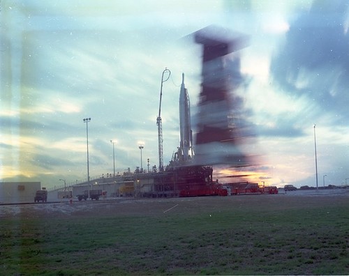 Atlas 43D Details: 43D on Pad 13; Tower in Motion- Blurred Date on Neg: 01/05/1960