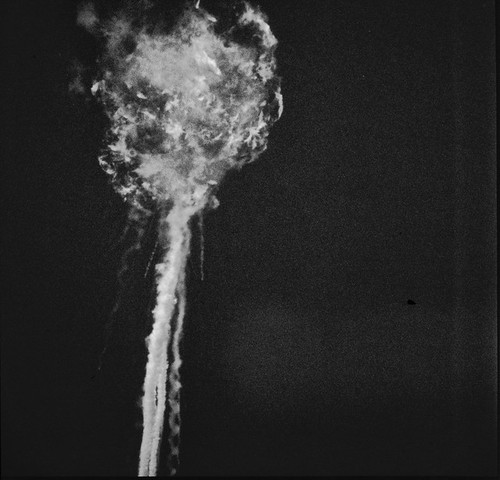 Atlas ICBM Launch--'6B launch seq - 70mm color; test 1512; frame 73636-15 (explosion)