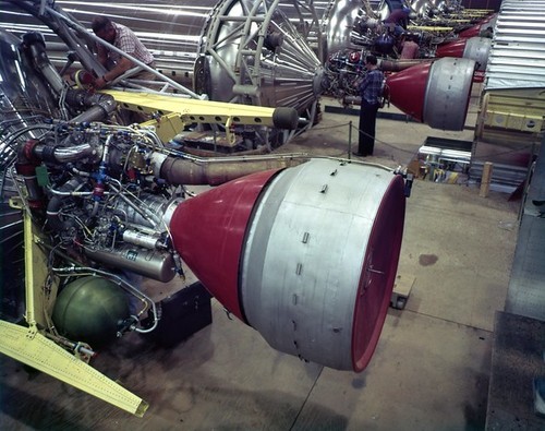 Atlas D series, Assembly Line-------2-18-59; caption: :Sustainer Motors [Engines], Atlas D Production Lines