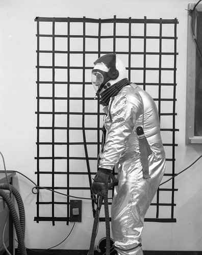 Anthropometry: Man In Spacesuit with Grid-------3-15-61; 3 15 61 BW 4x5