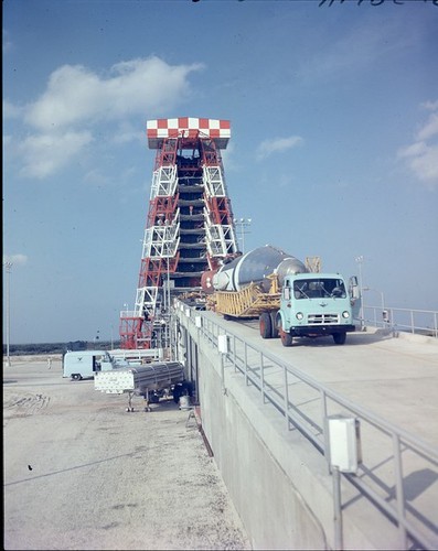 Atlas 10A Details: Backing Trailer Up Ramp; Pad 12; AFMTC Date on Neg: 10/27/1957