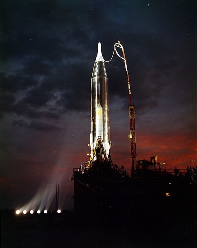 Atlas 43D, Lift-off Details: Atlas 43D Complex 13; Sunset with lights on Date: 01/05/1960