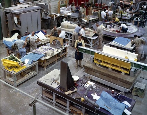 Atlas Assembly Line-------5-14-19; caption: People at work/Plaster Pot(?) tooling shop/5-14-59