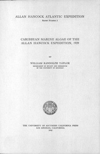 Caribbean marine algae of the Allan Hancock Expedition, 1939