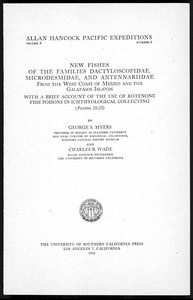 New fishes of the families Dactyloscopidae, Microdesmidae, and Antennariidae from the west coast of Mexico and the Galapagos Islands