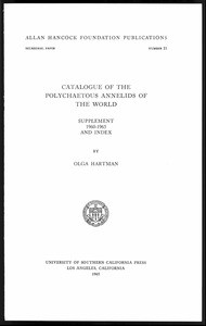 Catalogue of the polychaetous annelids of the world : supplement, 1960-1965, and index