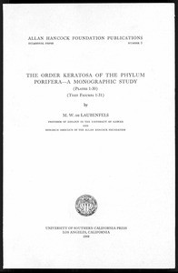 The order Keratosa of the phylum Porifera, a monographic study