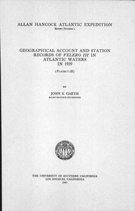 Geographical account and station records of Velero III in Atlantic waters in 1939