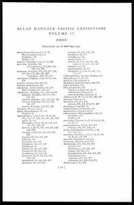 Allan Hancock Pacific expeditions, v. 15, index