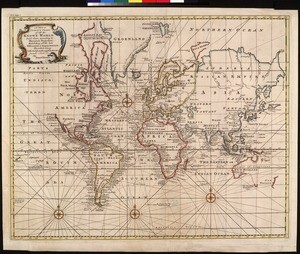 A new & correct chart of the known world, laid down according to Mercator's projection exhibiting all the late discoveries & improvements : the whole being collected from the most authentic journals, charts & c