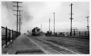 View of First Street viaduct over the Los Angeles River, looking east from near west end of viaduct, Los Angeles, 1923