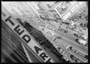 Aerial view of Broadway from United Artists Building, 1937