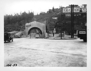 North portal of fourth tunnel on Figueroa Street under construction, Los Angeles, 1935