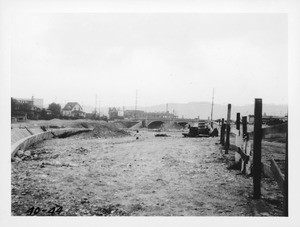 Arroyo Seco from point just above Pasadena Avenue bridge, looking south, Los Angeles County, 1940