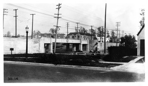 La Brea Avenue-Pacific Electric Railway grade separation at San Vicente Boulevard, looking north along La Brea Avenue, Los Angeles, 1930