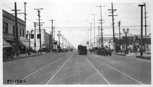 From center line of Broadway south of Slauson Avenue looking north, Los Angeles, 1927