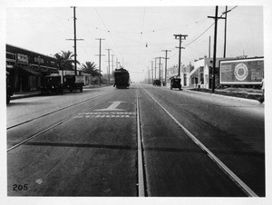 L.A. Street Railway in South Hoover St., just north of 68th Street, Los Angeles, 1926