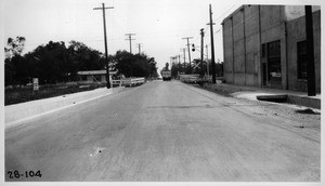 Foothill Boulevard (Santa Anita Avenue) from north side of Santa Fe crossing looking south, Los Angeles County, 1928