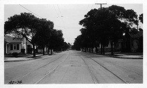 Looking east from point 50 feet west of 5th Avenue, Olympic Boulevard, State Route 173, Los Angeles County, 1940