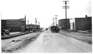 Grade crossing Reseda Avenue over P.E. Railroad at Sherman Way, Reseda, looking south from north side of tracks, Los Angeles County, 1926