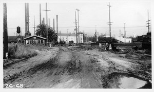 Ipswich Street grade crossing, S.P. Pasadena Branch, looking northwest along Ipswich Street, Los Angeles County, 1926