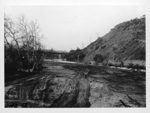 Arroyo Seco from Avenue 60 bridge, view looking north, Los Angeles County, 1940