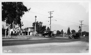 Looking northeast across intersection of Rose Avenue and Huntington Drive, Los Angeles County, 1926