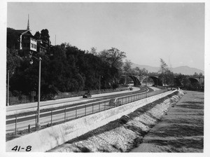 Arroyo Seco Parkway, State Route 205, looking north from Marmion Way, Los Angeles County, 1941