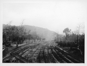 Arroyo Seco from Avenue 60 bridge, view looking south, Los Angeles County, 1940