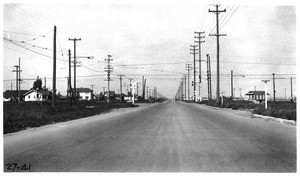 Grade crossing Vermont Avenue and Pacific Electric Railway Redondo Line at 117th Street, Los Angeles, 1927