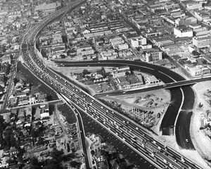 Harbor Fwy bypass for Olympic Fwy, 1958