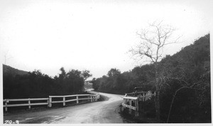 Looking southerly on Laurel Canyon Road at bridge 0.6 mile north of Mulholland Drive, Los Angeles, 1929