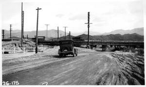 Looking east from west side of San Fernando Road showing present underpass located 75 feet south of center line of Radfod Avenue, Los Angeles, 1926