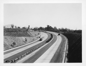 Arroyo Seco Parkway, State Route 205, looking north from Fair Oaks Avenue, Los Angeles County, 1941