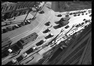 Aerial view of Broadway from United Artists Building, 1937