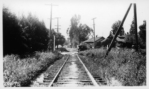 Oxley Street grade crossing, Southern Pacific Pasadena Branch, South Pasadena, looking south along Southern Pacific 40 foot right of way, Los Angeles County, 1926