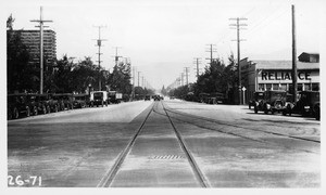 Broadway, Pasadena, looking north on Broadway from Glenarm Street, Los Angeles County, 1926