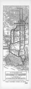 Map showing automobile roads between Los Angeles, Hollywood, San Pedro and Redondo, 1929