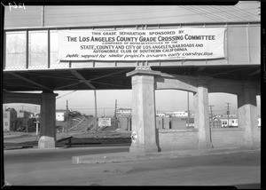 Grade crossing separation on Pico Street at end of car line, Los Angeles, 1927