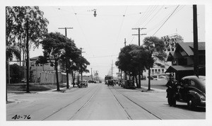 Olympic Boulevard, State Route 173, looking east from point 50 feet west of Manhattan Place, Los Angeles County, 1940