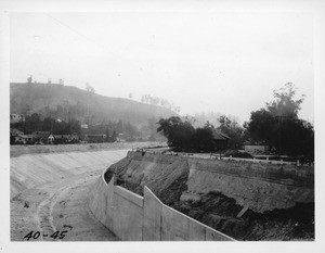 Arroyo Seco from Avenue 43 bridge, view looking south, Los Angeles County, 1940