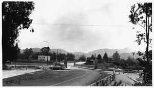 Looking south at new bridge over Los Angeles River on Pacoima Avenue showing "S" turn in alignment, Los Angeles, 1929