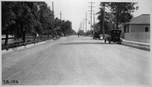 Vinedo Avenue (old name Annie Street) from north side of Santa Fe crossing looking south, Los Angeles County, 1928