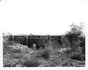 Photograph showing incompleted underpass at Washington Street and Union Pacific tracks near Stockyards, Los Angeles, 1934