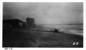 Looking south from 18th Street, Hermosa Beach (heavy rain), Los Angeles County, 1940