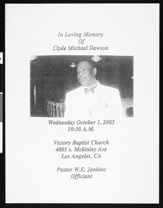 In Loving Memory of Clyde Michael Dawson, Victory Baptist Church, Oct. 1, 2003