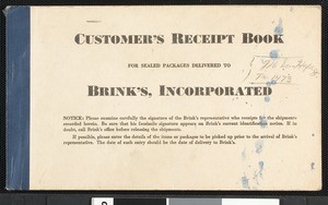 Customer's Receipt Book, Victory Baptist Church, 1952-1953